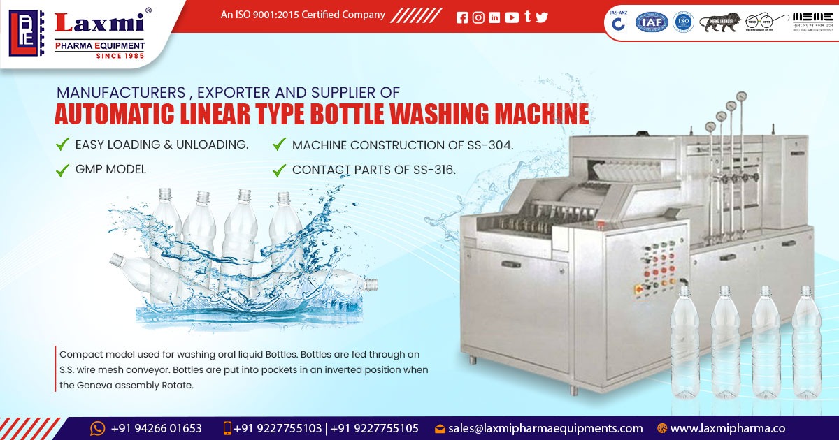 Automatic Tunnel Type Linear Bottle washing Machine Manufacturer